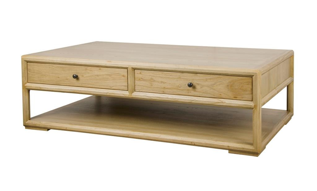 Mesa de Centro de Olmo Natural con Cajones de Almacenamiento - Imagen 4