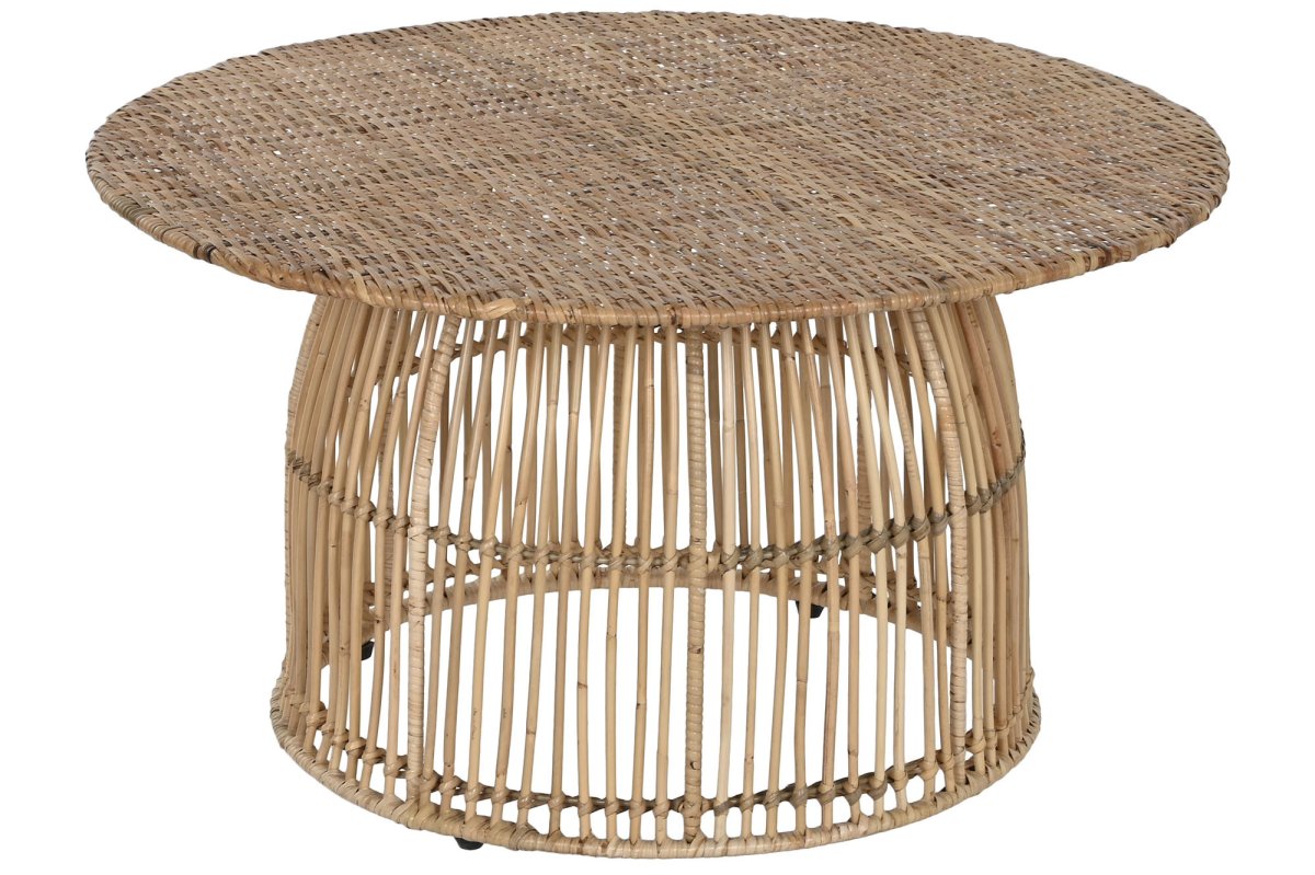Mesa de Centro Redonda de Ratán Natural 75cm