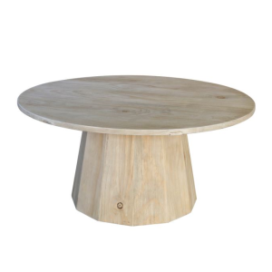 Mesa de Centro Redonda de Abeto y MDF Natural de diseño orgánico y minimalista