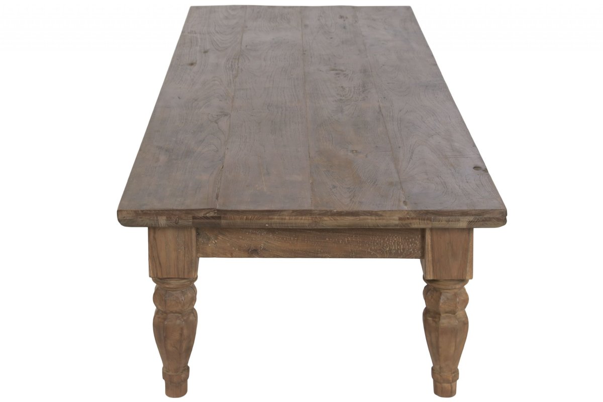 Mesa de Centro de Teca Reciclada Estilo Colonial con Patas Torneadas - Imagen 4