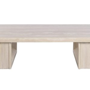 Mesa de Centro en Mármol Travertino y Olmo Blanco