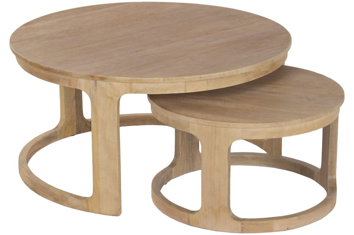 Juego de 2 mesas de centro nido de madera de mango natural - Imagen 4