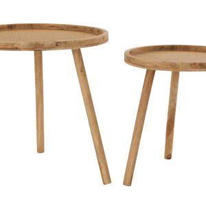 Set de Mesitas Auxiliares de Abeto y Ratán Natural – Lío