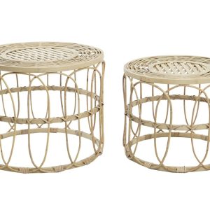 Set de Mesitas Auxiliares de Ratán Natural Abiertas