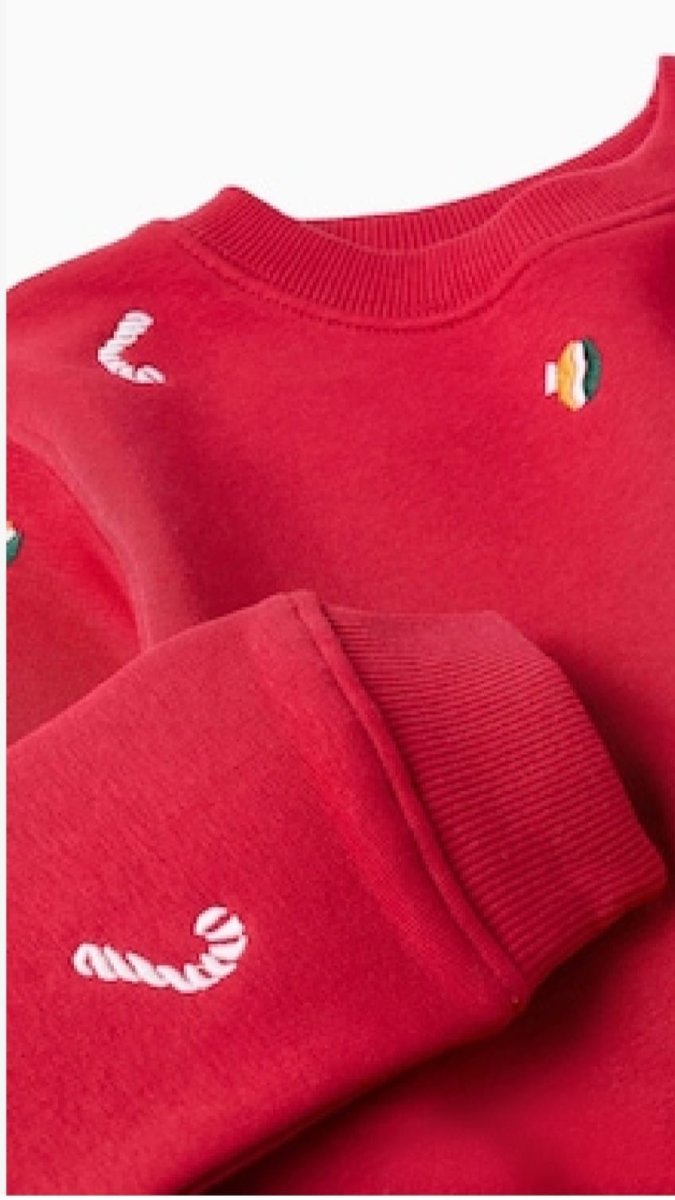 Sudadera navideña unisex Zippy roja con bordados - Imagen 3