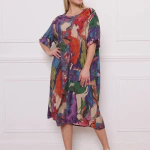 Robe colorée manches boutonnées