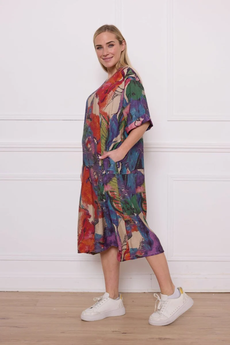 Robe colorée manches boutonnées - Imagen 3