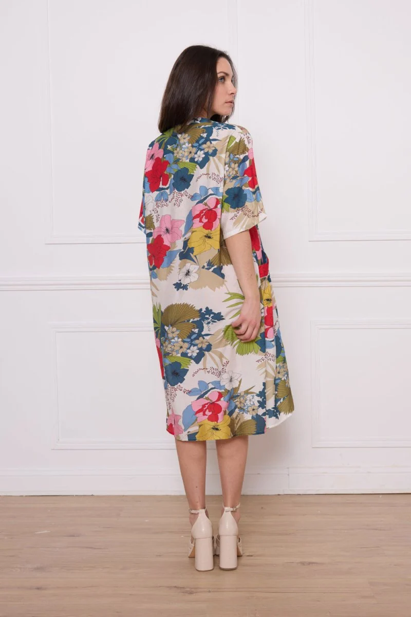 Robe ample fleurie blanc et vert - Imagen 7