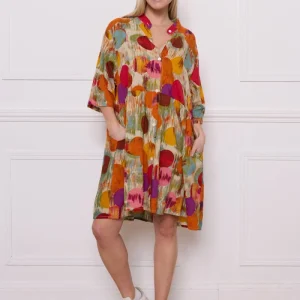 Chemise orange à motifs en coton