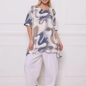 Blouse à motifs gris en rayonne