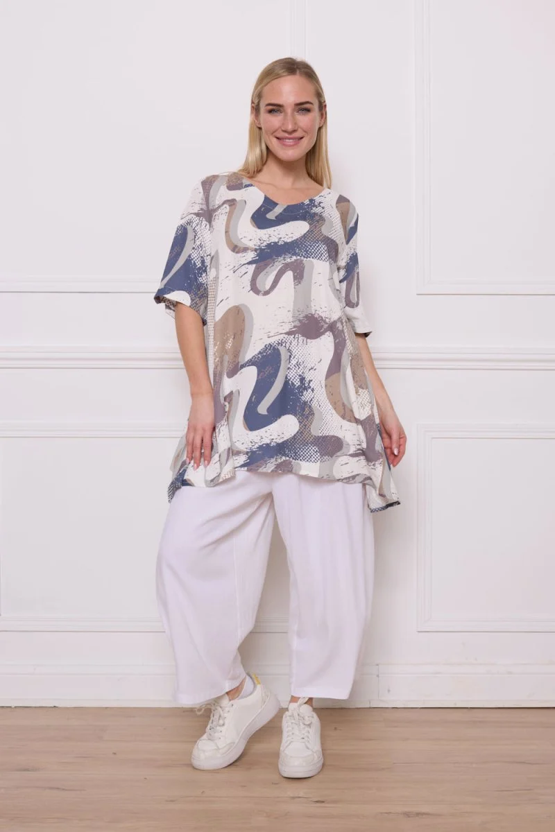 Blouse à motifs gris en rayonne