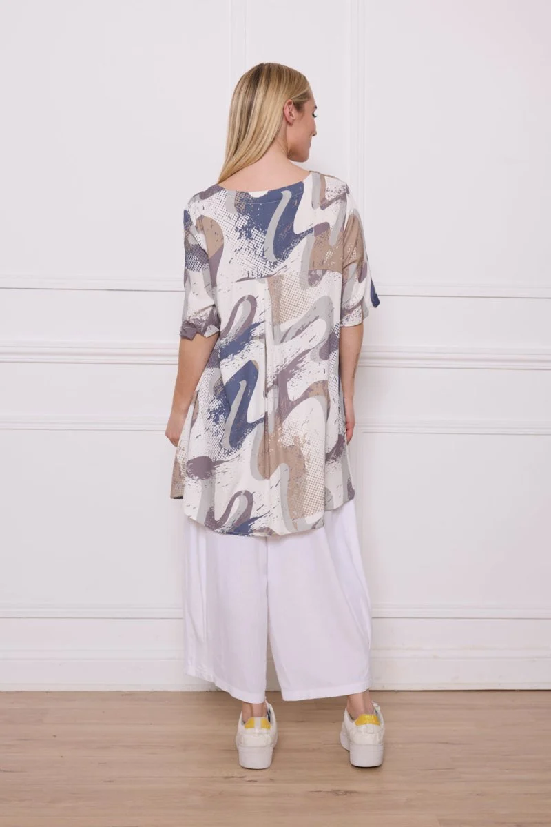 Blouse à motifs gris en rayonne - Imagen 4