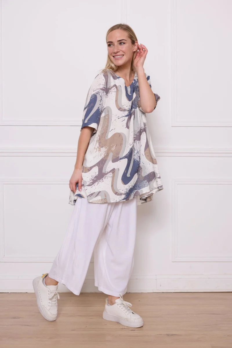 Blouse à motifs gris en rayonne - Imagen 3