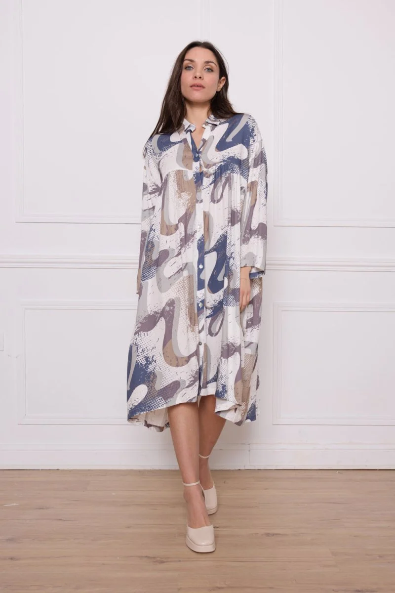 Chemise à motifs gris en rayonne