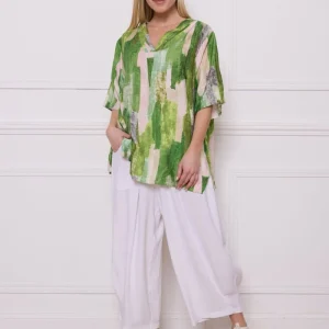 Blouse verte à motifs