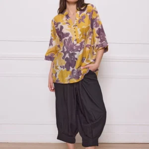 Blouse jaune fleurie