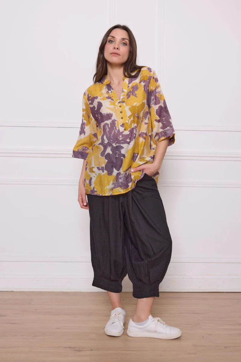 Blouse jaune fleurie - Imagen 2