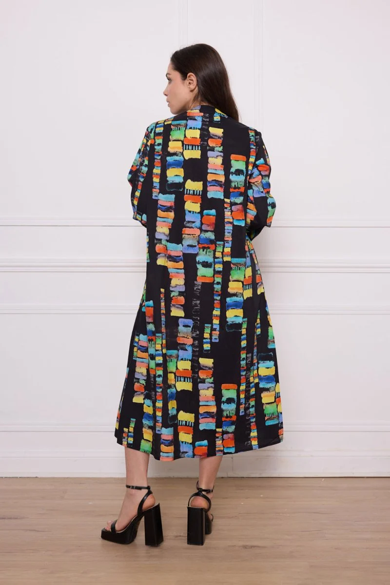 Robe chemise longue en coton à motifs colorés - Imagen 7
