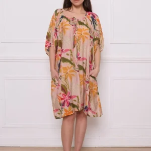 Robe orange à motifs