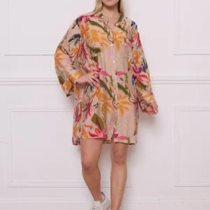 Chemise orange à motifs