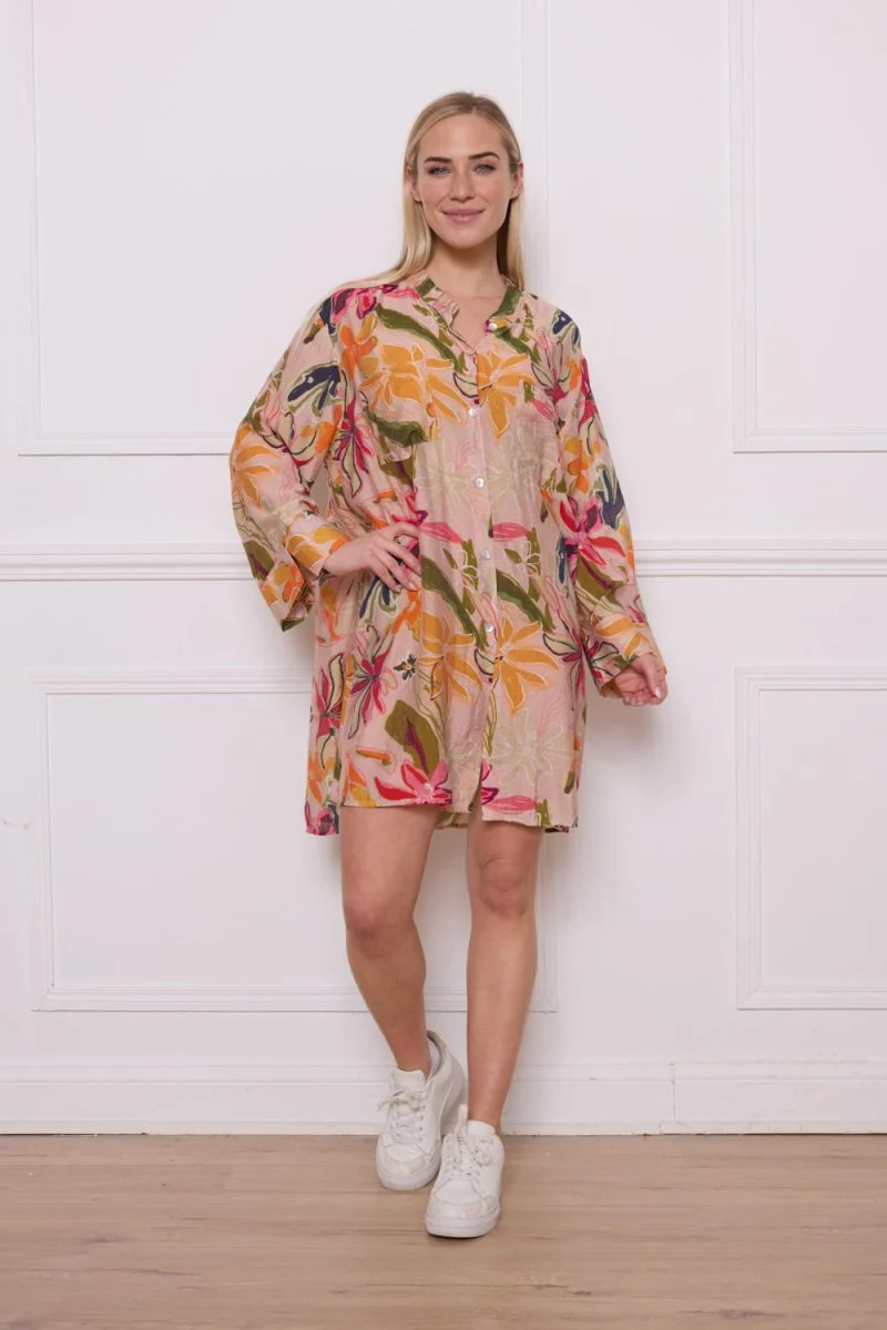 Chemise orange à motifs