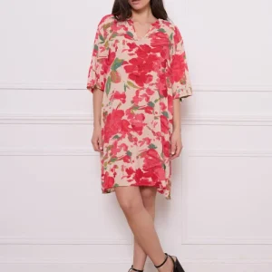 Robe fleurie rose en coton
