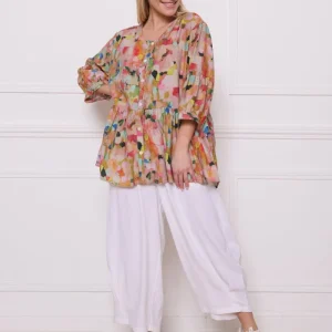 Blouse orange à motifs