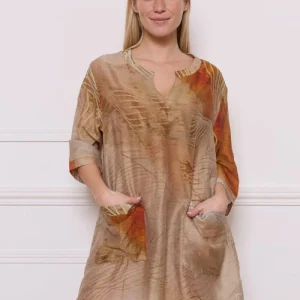 Robe orange marron à motifs