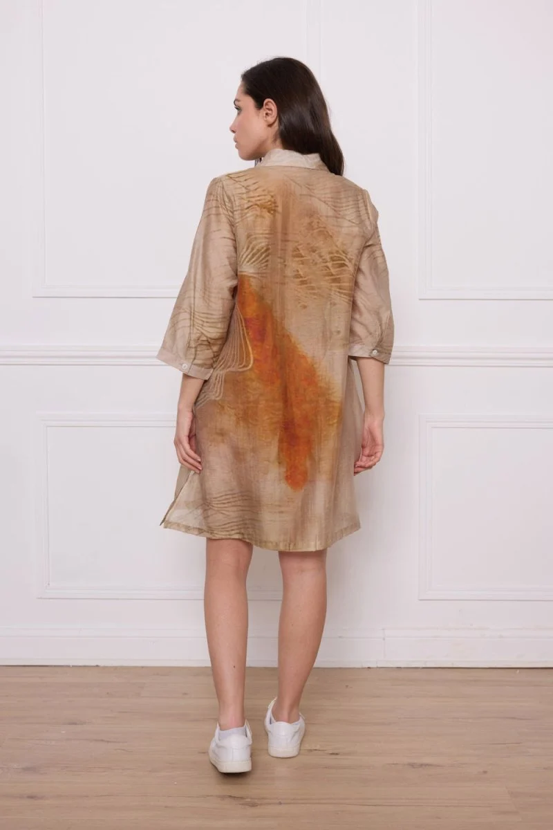 Chemise orange marron à motifs - Imagen 4
