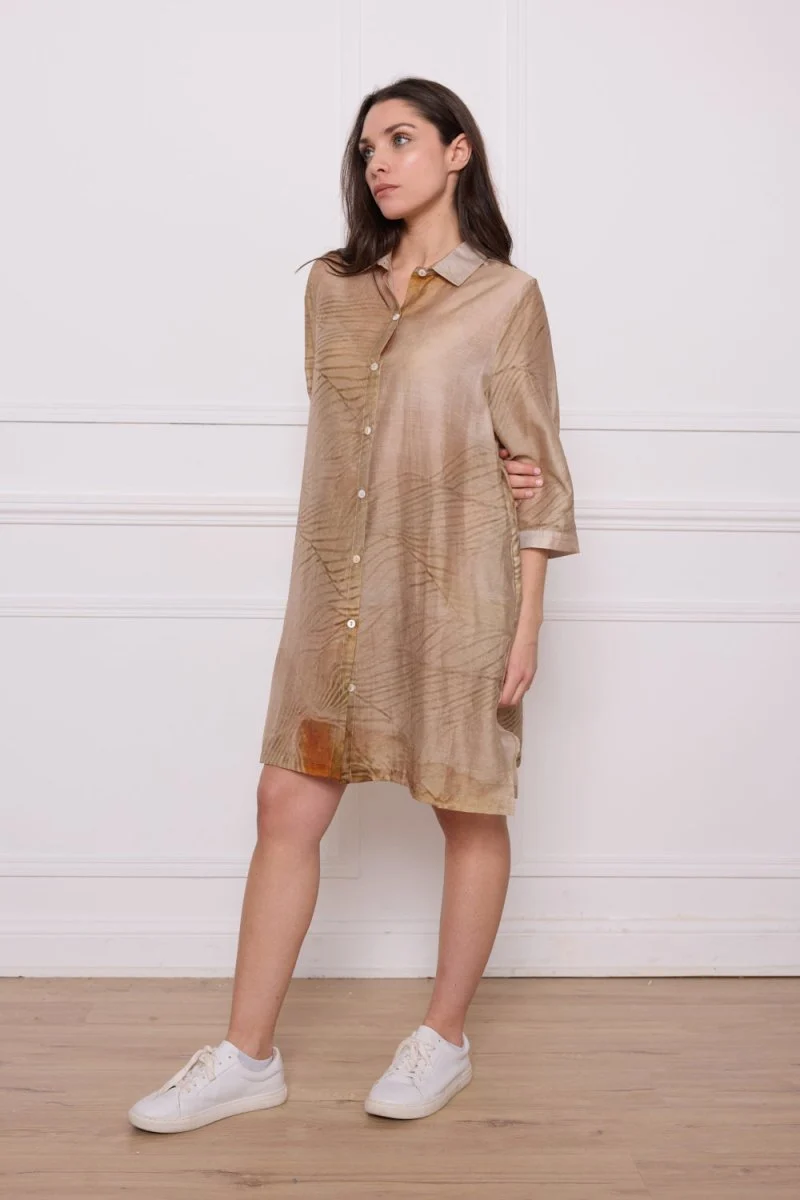 Chemise orange marron à motifs - Imagen 3