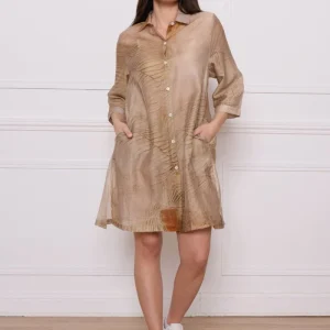 Chemise orange marron à motifs