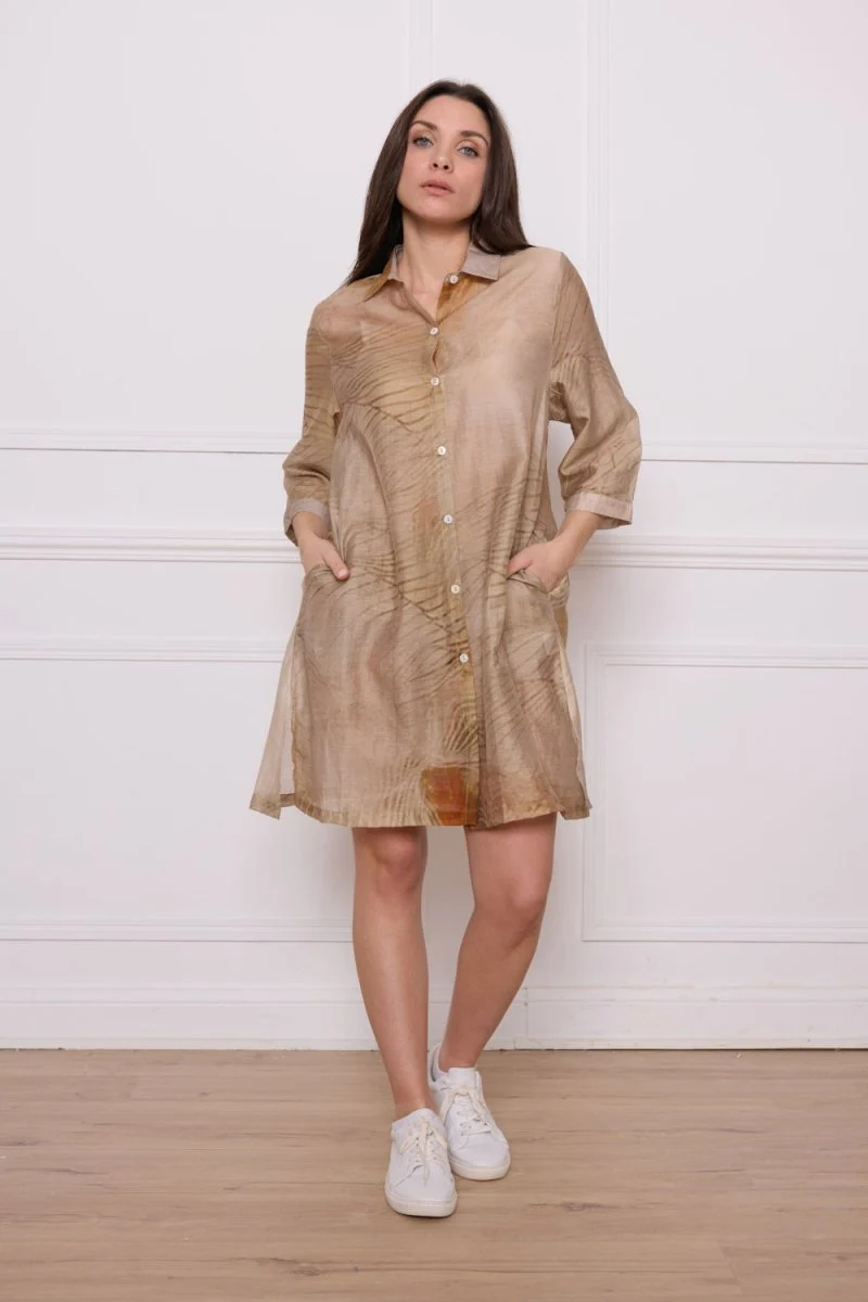 Chemise orange marron à motifs - Imagen 2
