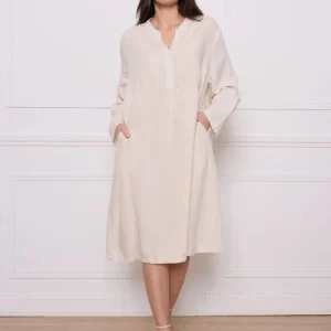 Robe unie en rayonne et lin