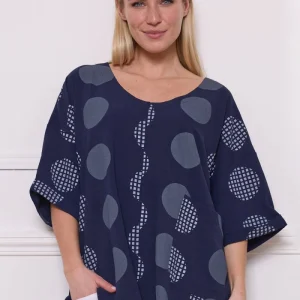 Blouse polyester à motifs ronds