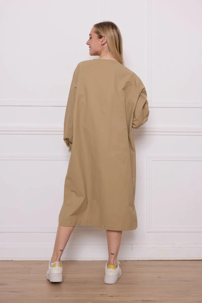 Manteau long léger en coton et nylon - Imagen 4