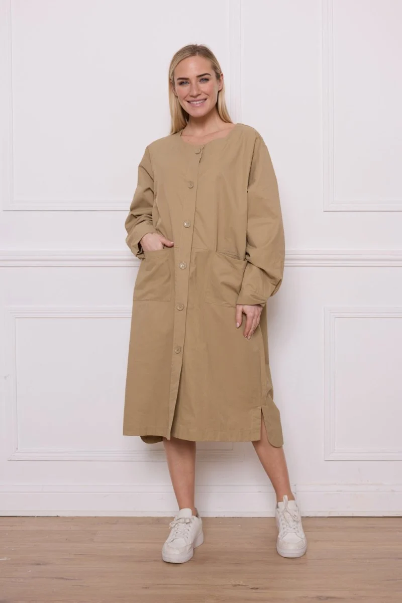 Manteau long léger en coton et nylon