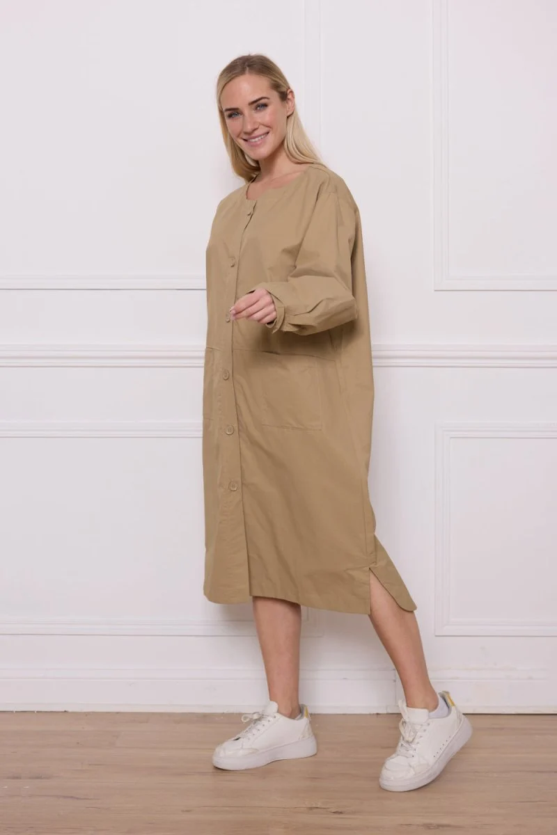 Manteau long léger en coton et nylon - Imagen 3