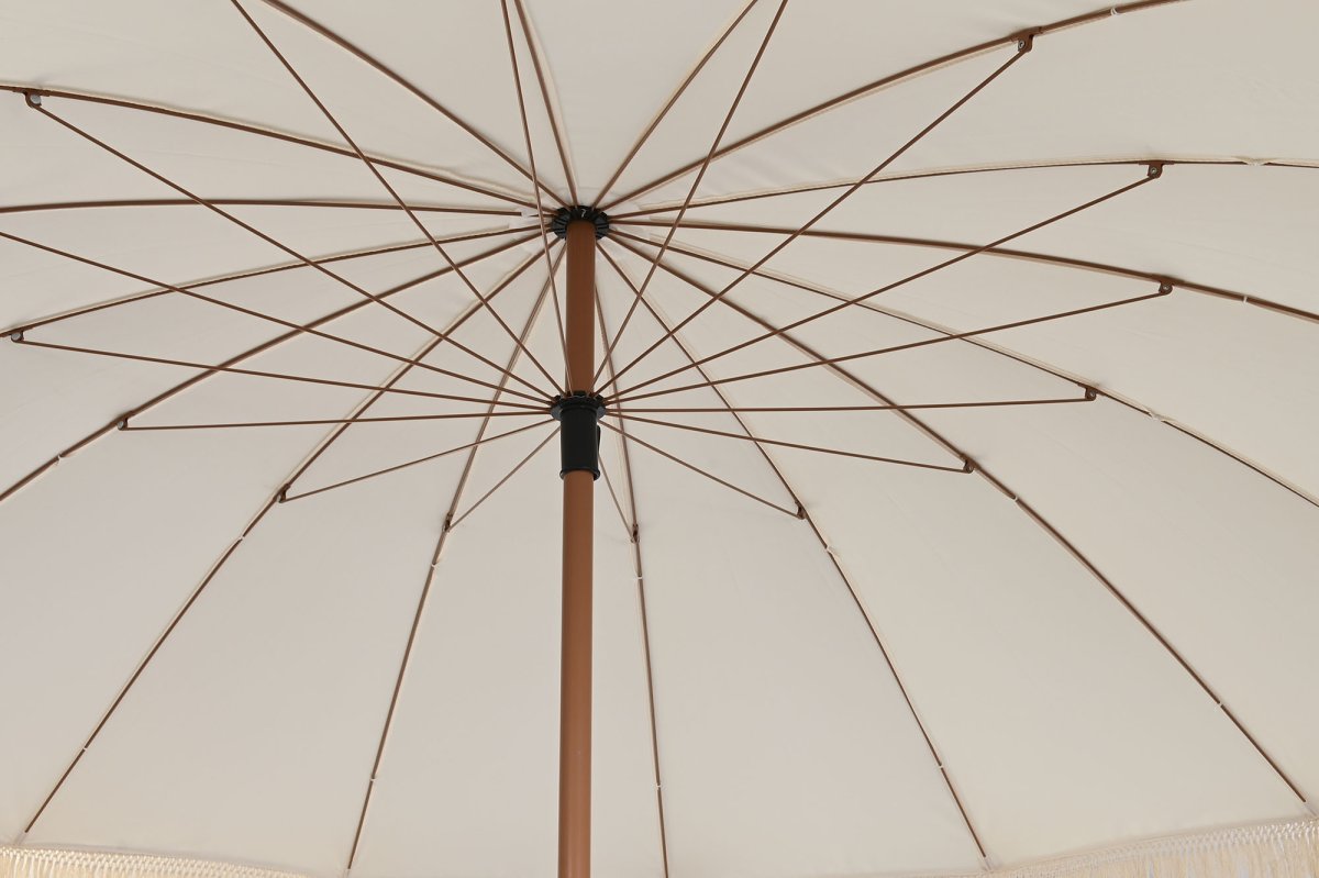 Parasol de Jardín Bohemio Beige con Flecos y Mástil Desmontable - Imagen 4