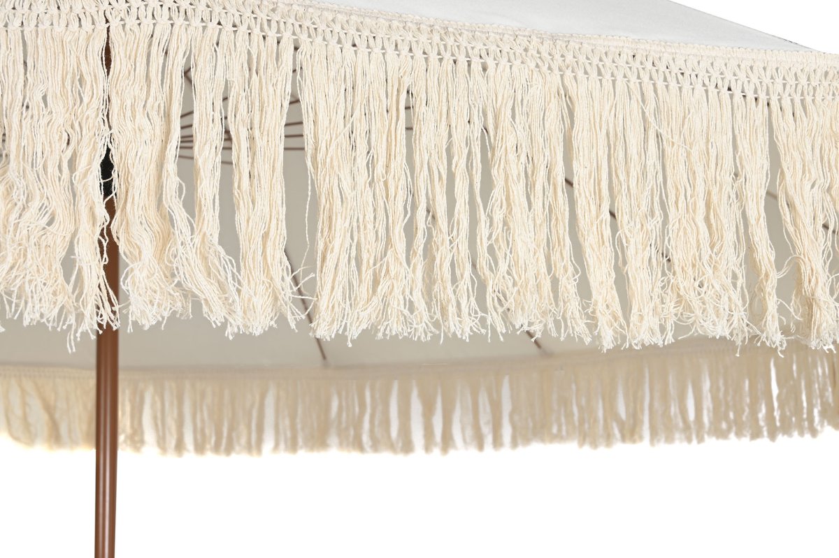 Parasol de Jardín Bohemio Beige con Flecos y Mástil Desmontable - Imagen 6