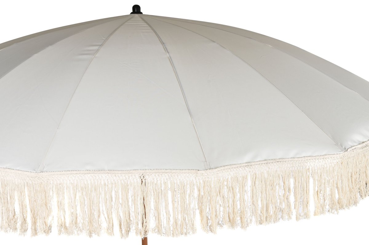 Parasol de Jardín Bohemio Beige con Flecos y Mástil Desmontable - Imagen 8