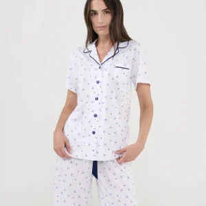 Pijama camisero corto de mujer estampado cerezas
