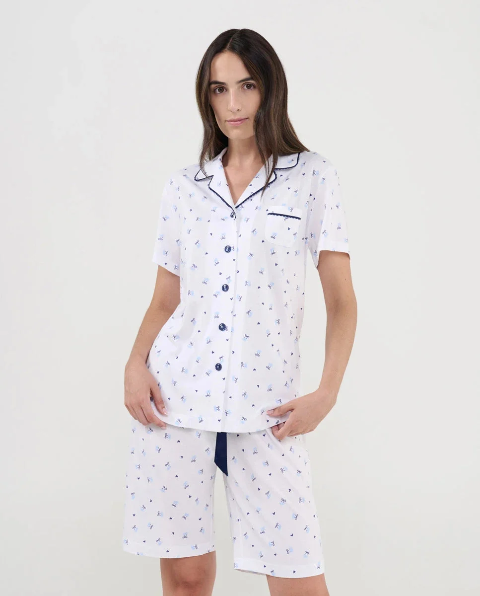Pijama camisero corto de mujer estampado cerezas - Imagen 2