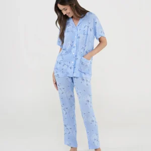 Pijama camisero largo de mujer estampado flores