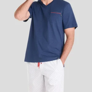 Pijama corto hombre mixto plumeti