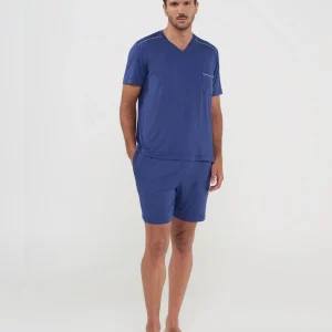 Pijama corto de hombre modal cuello pico