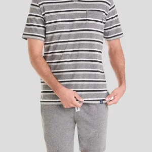 Pijama corto hombre rayas grises