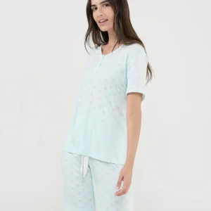 Pijama corto de mujer manga corta estrellas