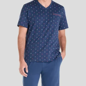 Pijama corto de verano hombre marino