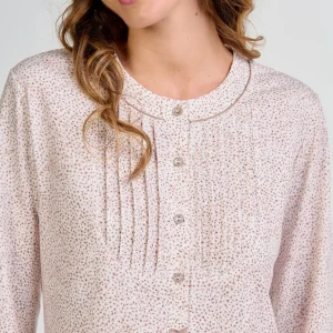 Pijama mujer largo florecitas camel