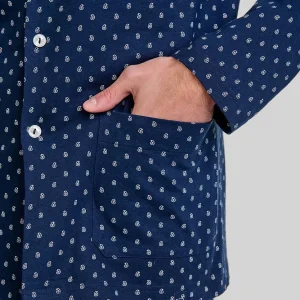 Pijama hombre abierto invierno cachemir azul